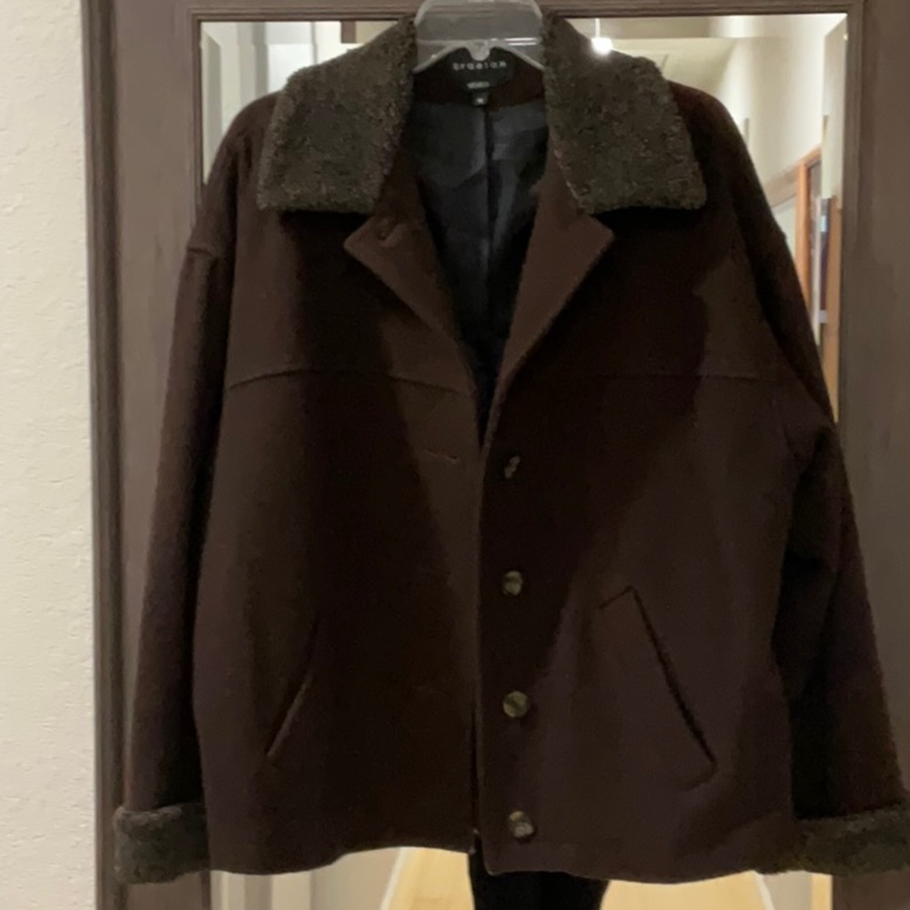 Dark chocolate Brown medium Vintage Braetan woman’s wool coat medium